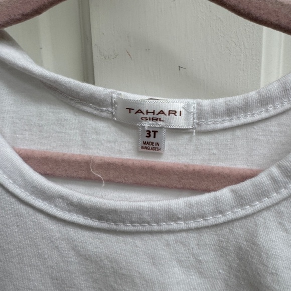 Tahari 3T Girls White Short Sleeve Tee Shirt Blouse with Ruffled Sleeves - Picture 4 of 6